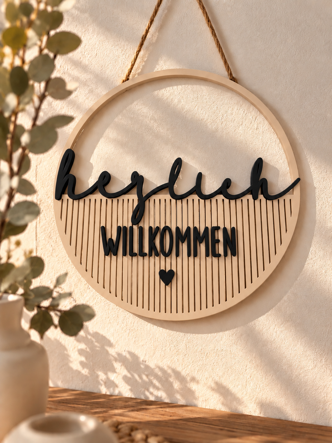 Deko Loop „Herzlich Willkommen“ – 3D-gedruckte Türdeko & Wanddeko