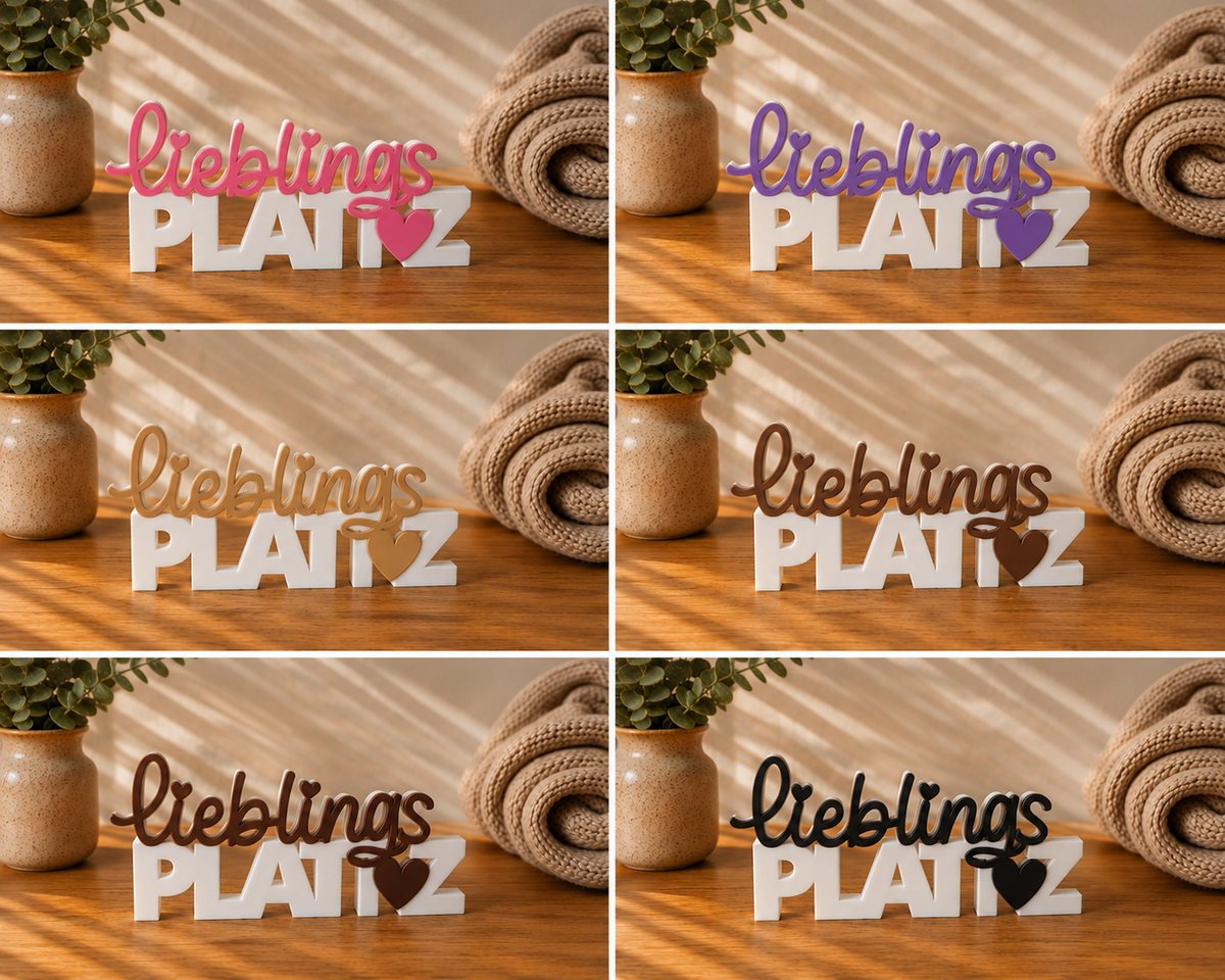 Lieblingsplatz Schriftzug 3D Druck zweifarbig – moderne Deko Handmade