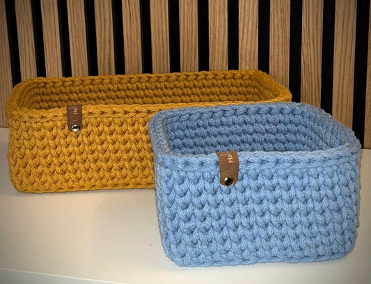 Häkelkorb mit Holzboden Quadratisch