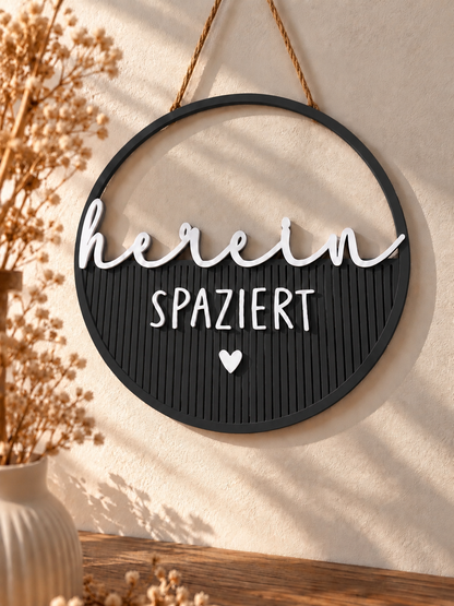 Deko Loop „Herein spaziert“ – 3D-gedruckte Tür- & Wanddeko