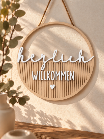 Deko Loop „Herzlich Willkommen“ – 3D-gedruckte Türdeko & Wanddeko