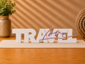 Travel Love Schriftzug 3D Druck zweifarbig – moderne Reise Deko