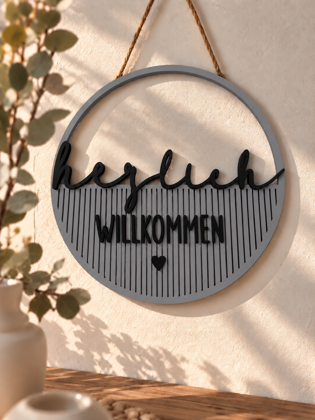 Deko Loop „Herzlich Willkommen“ – 3D-gedruckte Türdeko & Wanddeko