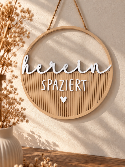 Deko Loop „Herein spaziert“ – 3D-gedruckte Tür- & Wanddeko