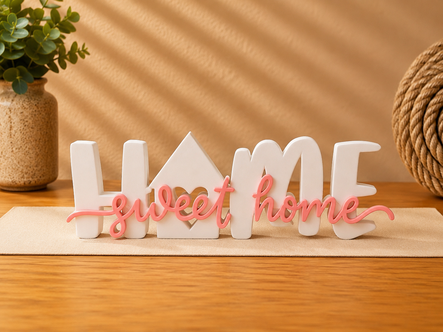 Home Sweet Home Schriftzug 3D Druck zweifarbig – moderne Deko