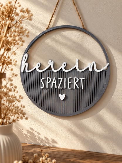 Deko Loop „Herein spaziert“ – 3D-gedruckte Tür- & Wanddeko