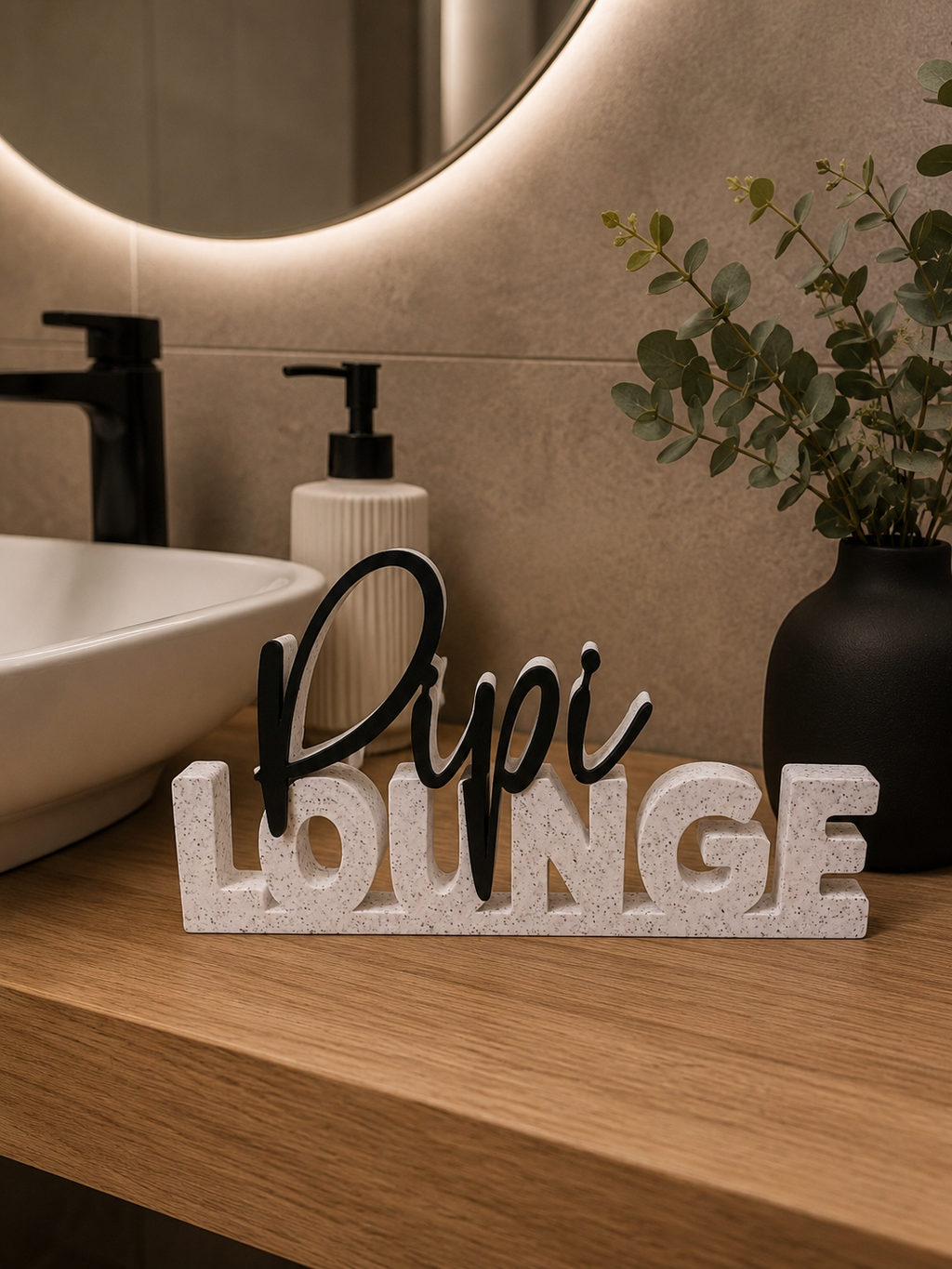 Pipi Lounge Schriftzug 3D Druck Badezimmer Deko WC Dekoration