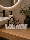 Pipi Lounge Schriftzug 3D Druck Badezimmer Deko WC Dekoration