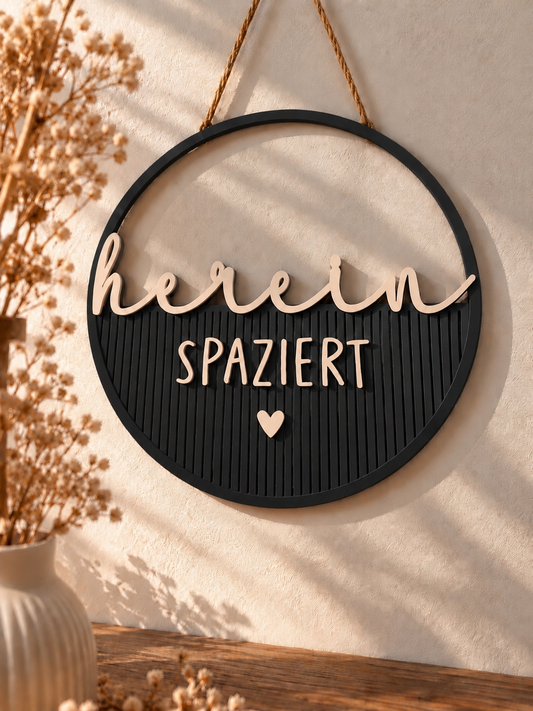 Deko Loop „Herein spaziert“ – 3D-gedruckte Tür- & Wanddeko