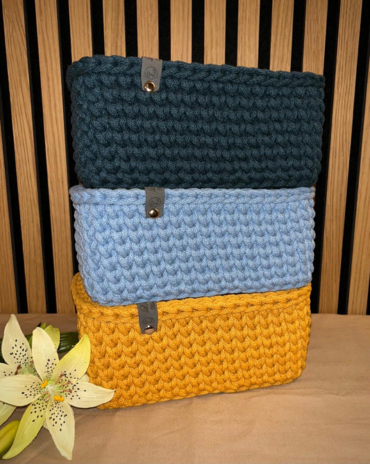 Häkelkorb mit Holzboden Rechteckig