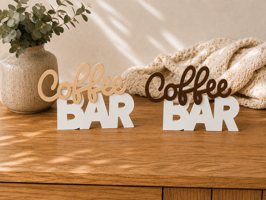 Coffee Bar Schriftzug 3D Druck zweifarbig – moderne Küchen Deko Handmade