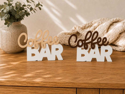 Coffee Bar Schriftzug 3D Druck zweifarbig – moderne Küchen Deko Handmade