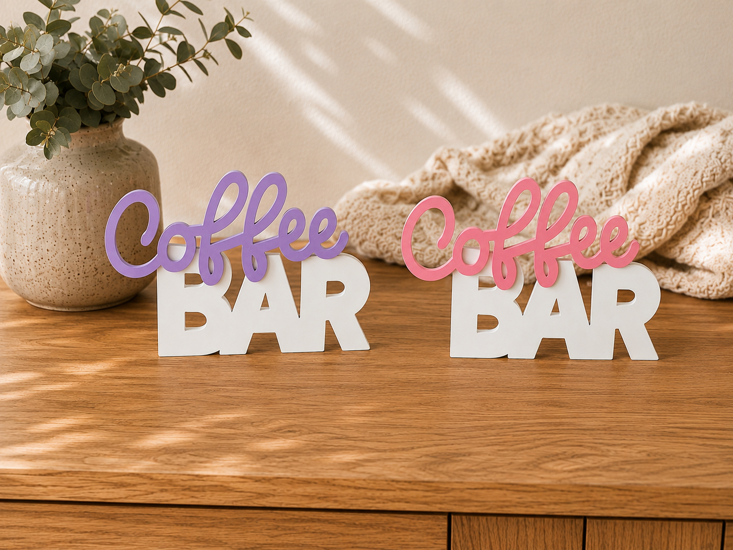 Coffee Bar Schriftzug 3D Druck zweifarbig – moderne Küchen Deko Handmade