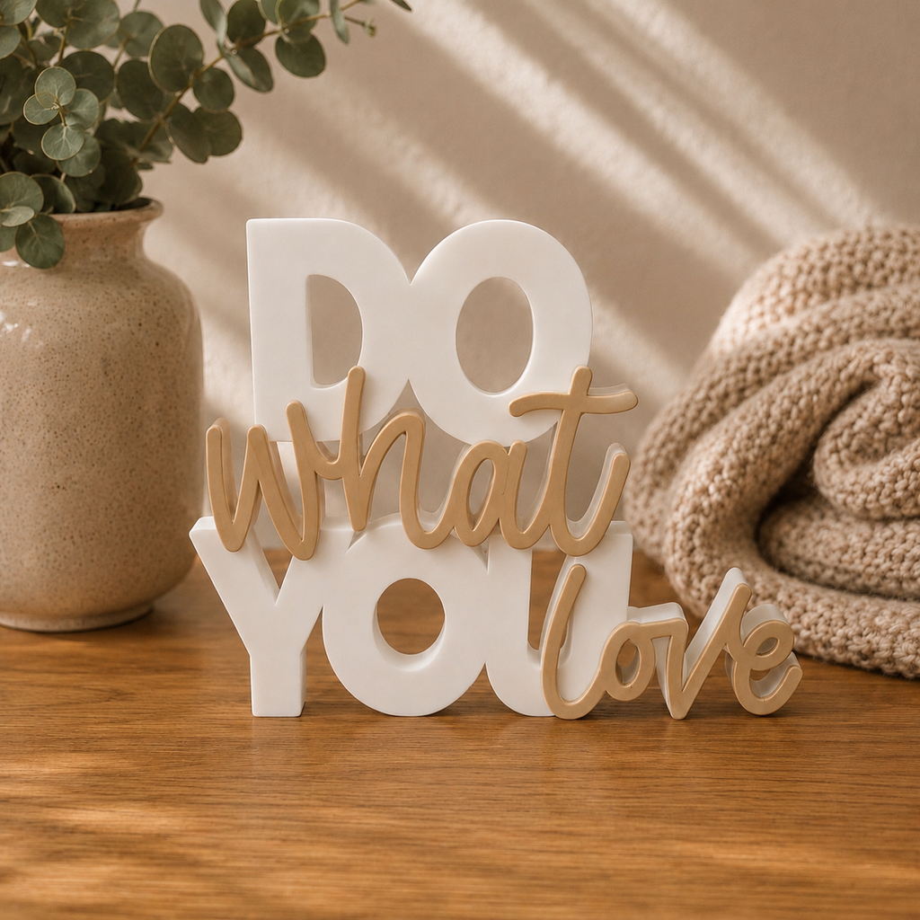 Do What You Love Schriftzug 3D Druck zweifarbig – moderne Deko Handmade