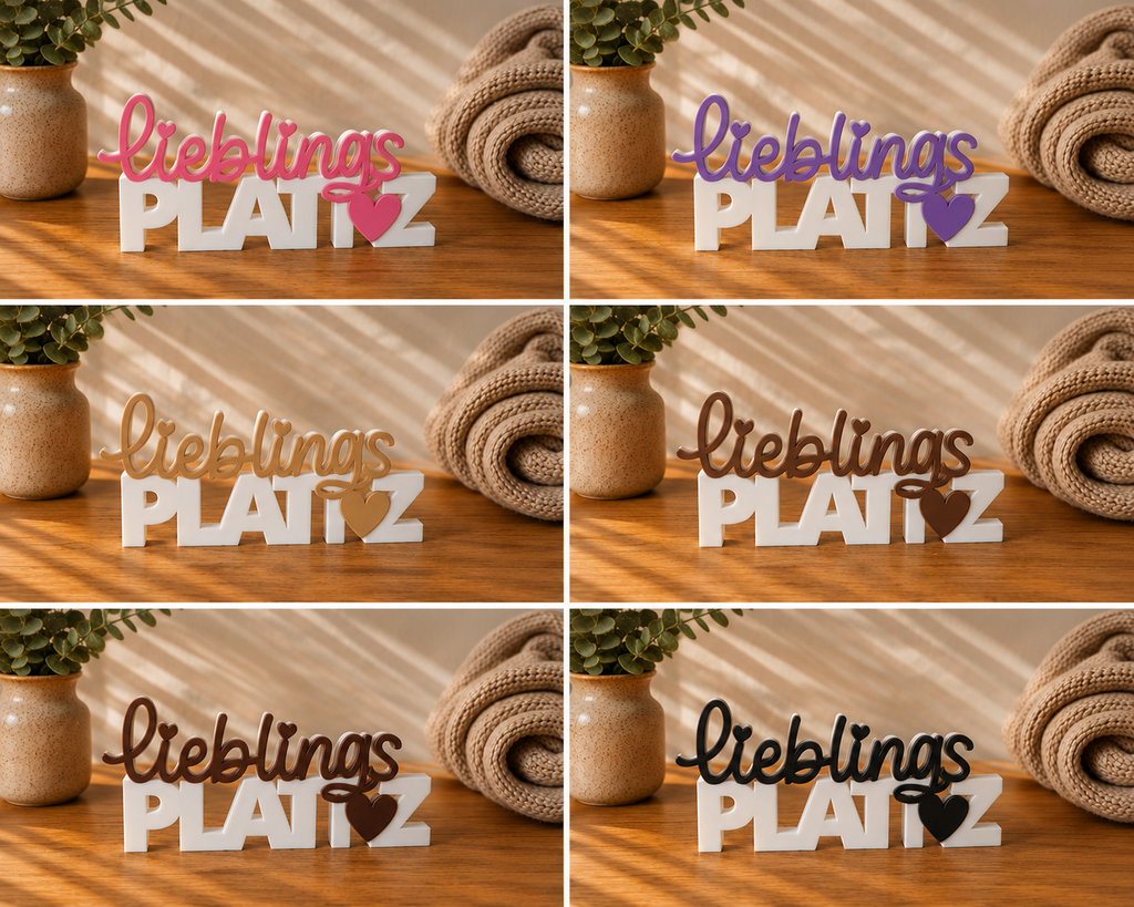 Lieblingsplatz Schriftzug 3D Druck zweifarbig – moderne Deko Handmade