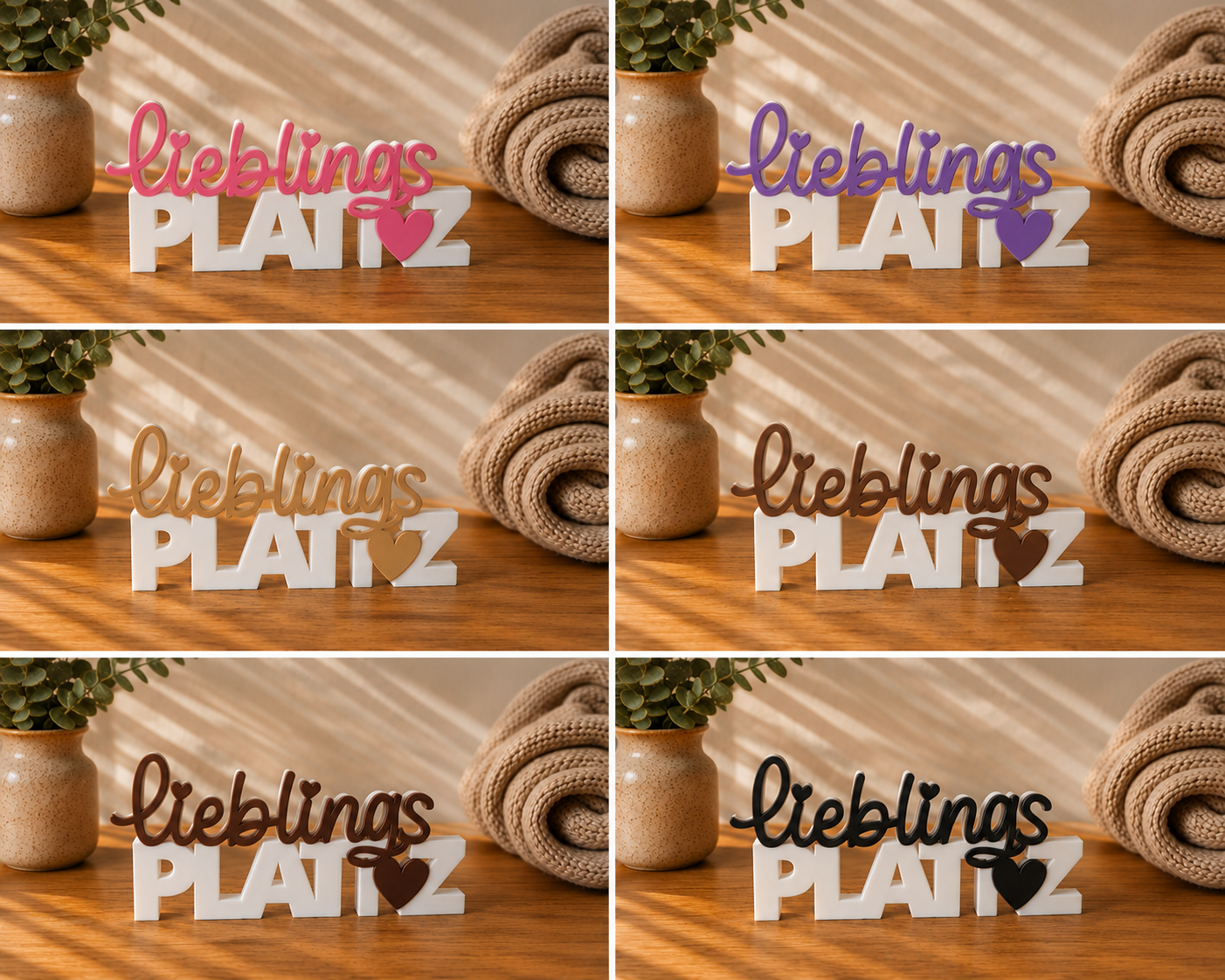 Lieblingsplatz Schriftzug 3D Druck zweifarbig – moderne Deko Handmade