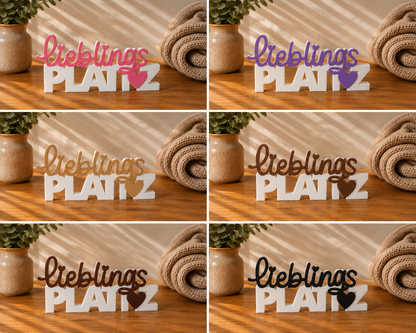 Lieblingsplatz Schriftzug 3D Druck zweifarbig – moderne Deko Handmade