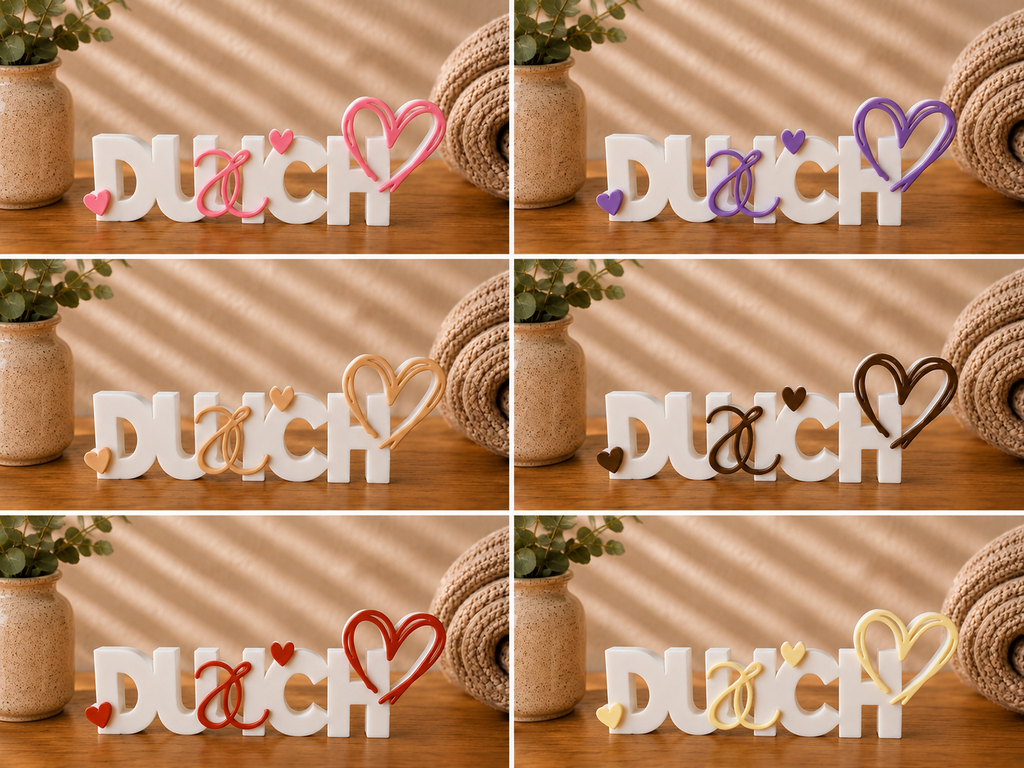 Du & Ich Schriftzug 3D Druck zweifarbig – romantische Deko Handmade