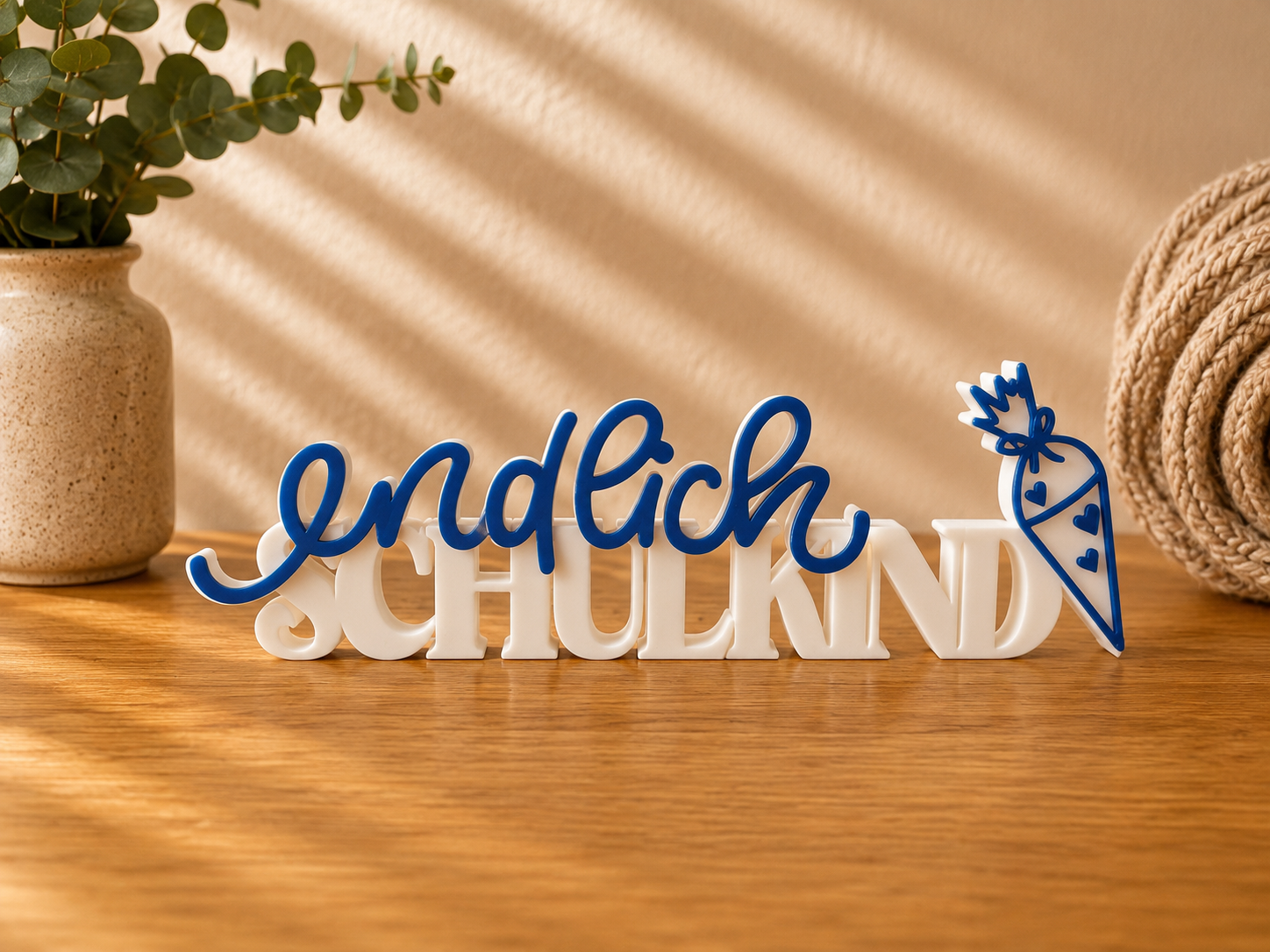 Endlich Schulkind Schriftzug 3D Druck zweifarbig – Einschulung Deko modern & handmade