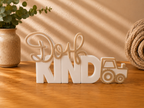 Dorfkind mit Traktor Schriftzug 3D Druck zweifarbig – moderne Landhaus Deko Handmade