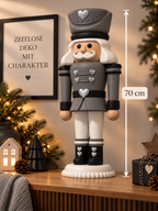XXL Herzknacker 70 cm – 3D gedruckter Nussknacker in Beige/Braun oder Grau/Schwarz | Weihnachtsdeko