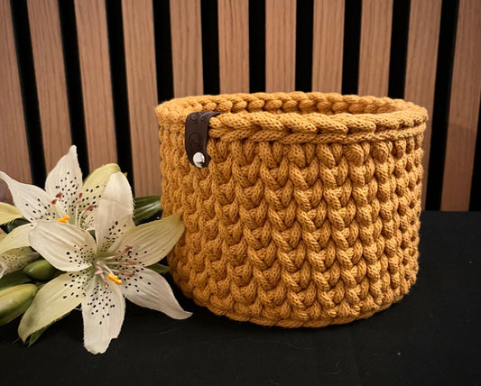 Häkelkorb mit Holzboden Rund