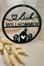 Holz-Loop Herzlich Willkommen – Wohnaccessoire aus Holz